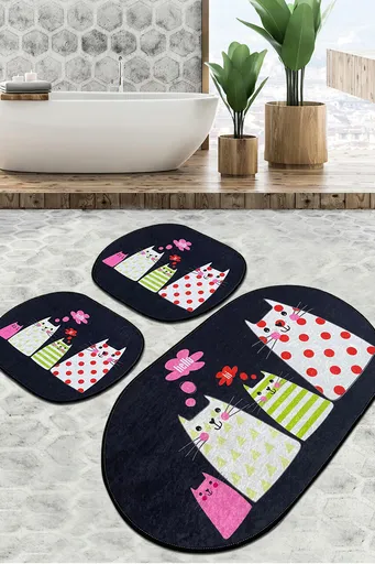 Set covorase de baie, L'essentiel Maison, Four Cats Djt, Multicolor