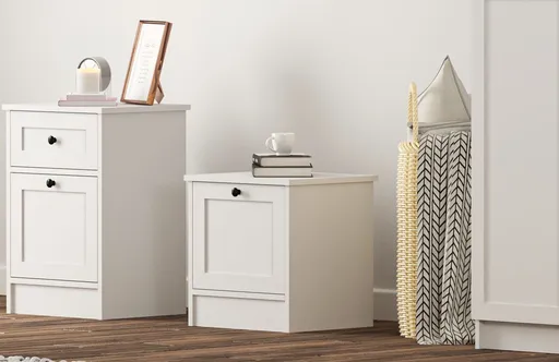 Noptiera, Hanah Home, Rb-168-02, 45x64x40 cm, Alb mat