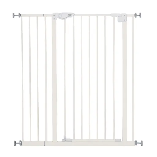 PawHut Poarta pentru Caini cu 4 Suruburi Reglabile si Banda Adeziva, Poarta de Siguranta din Metal si Plastic, 86x104.1 cm, Alb | Aosom Romania