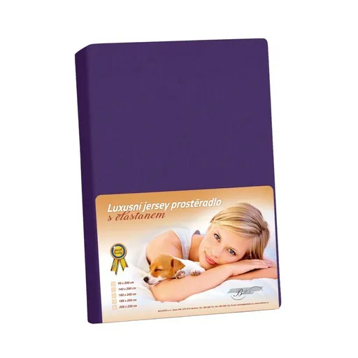 Cearșaf din jersey cu elastan, culoare prune, mov, 200 x 220 cm