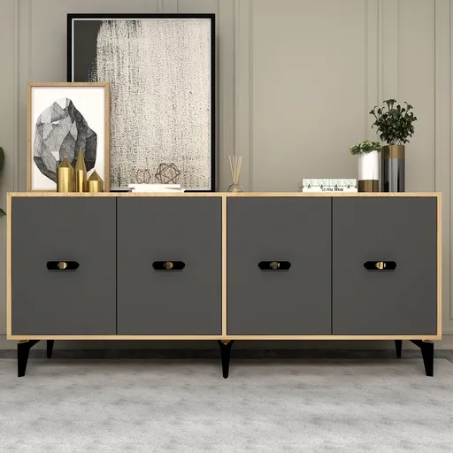 Consola, Hanah Home, Fly, 180x82.6x35 cm, Stejar safir / Antracit