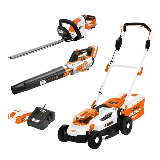 Pachet - Cut and Clean (Masina de Tuns Gazon Ruris rxi3324e + Electrofoarfeca Ruris4024e + Suflanta Ruris 1224e + Kit Acumulator+Incarcator Ruris Alfa