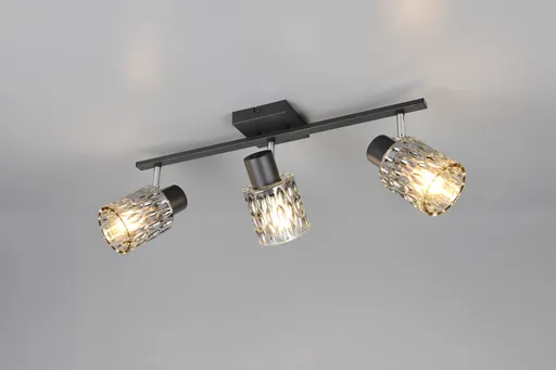 Plafoniera Jack , RL, 55x16x21 cm, 10W, 3x E27, metal, negru/gri