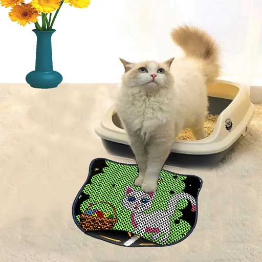 Covoras litiera pentru colectarea granulelor de nisip, Paws & Whiskers, Kdkafa0056, 50% PVC/50% poliester, Multicolor