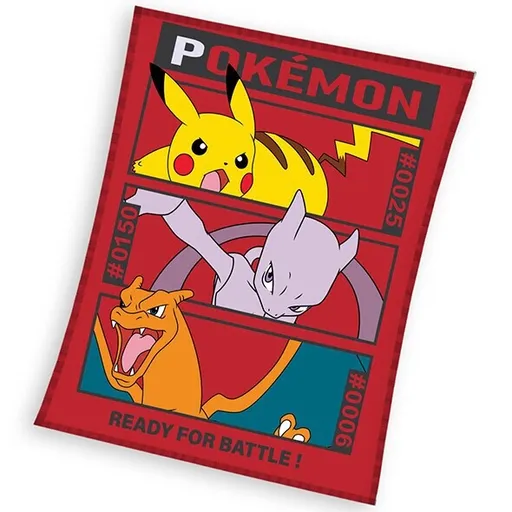 Carbotex Pătură pentru copii Pokémon Pikachu MewToo și Charizard, 110 x 140 cm