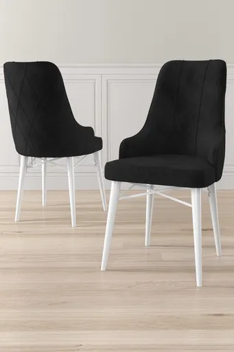 Set scaune 6 piese, Hanah Home, Neta, Alb/Negru