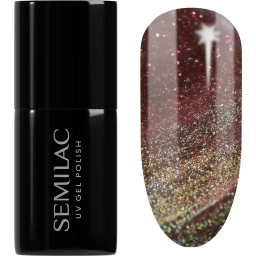 Semilac UV Hybrid Galaxy Flash unghii cu gel folosind UV / lampă cu LED culoare 824 Digital Red 7 ml