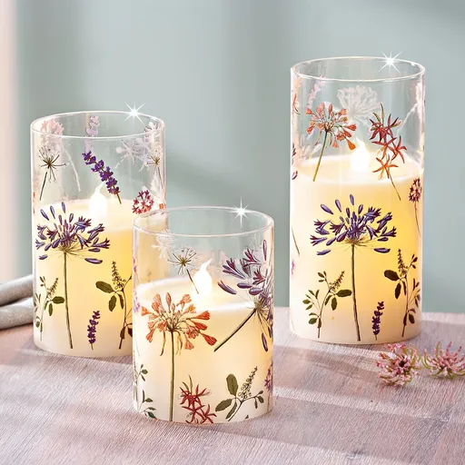 Lumanari LED in sticla, set 3 buc