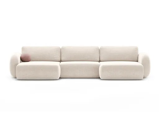 Coltar panoramic extensibil 5 locuri, Tonale, Cosmopolitan Design, 362x149x88 cm, tesatura chenille, bej deschis