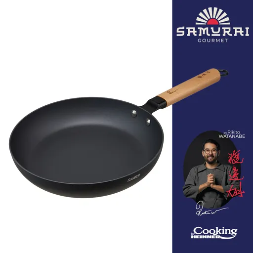 Tigaie Samurai Gourmet by Rikito Watanabe si Cooking by Heinner, 26x5 cm, aluminiu, negru/natur
