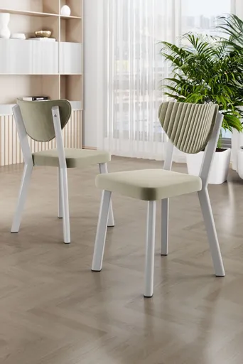 Set scaune 6 piese, Hanah Home, Arfe, Crem/Alb