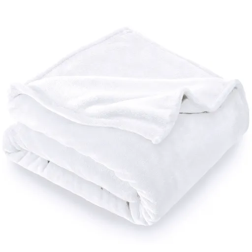 Pătură micropluș alb , 150 x 200 cm, alb