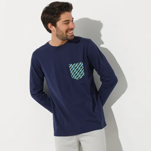 Top de pijama cu mânecă lungă, bleumarin