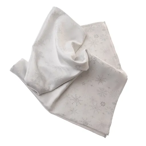 Fată de masă de Crăciun impermeabilă Fulgi argintii, 140 x 140 cm