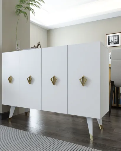 Consola, Hanah Home, 8163KM-32, 120x80x29.6 cm, PAL , Alb/Auriu