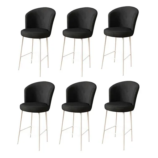 Set de scaune de bar Fora Black and White, 6 buc., negru, 6 buc.