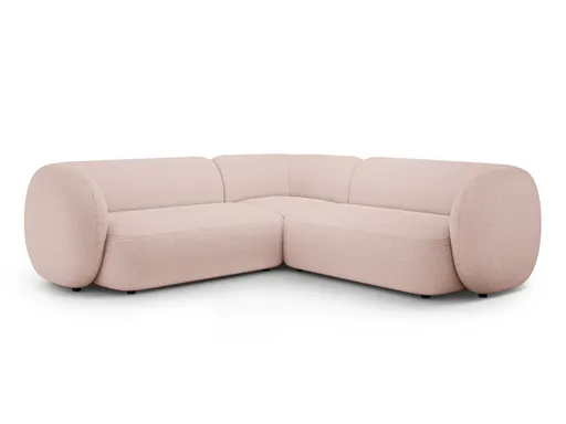 Coltar simetric 5 locuri, Kate, Micadoni Home, 252x252x76 cm, tesatura boucle, roz pudra