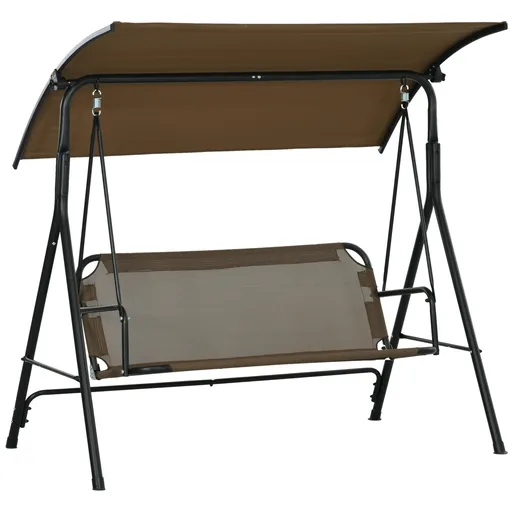 Outsunny Balansoar de Grădină cu 3 Locuri și Parasolar Reglabil, 172x110x153 cm, Maro | Aosom Romania