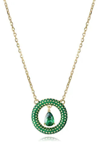 Viceroy Colier de lux placat cu aur cu zirconiu cubic verde 15122C100-32