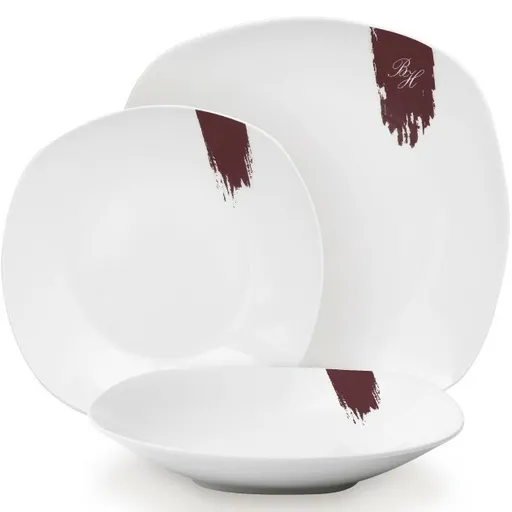 BerlingerHaus Set de 18 farfurii Leonardo, alb-bordó, vișiniu