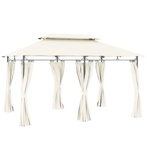 Outsunny Pavilion de Grădină cu Acoperiș Dublu, 397x297x265 cm, Alb Crem | Aosom Romania