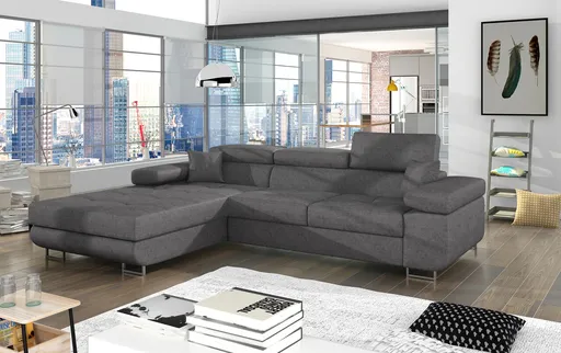 Coltar extensibil stanga 4 locuri ELTAP, Armd-60, Armando, 289x203x85 cm, lemn/poliester, gri