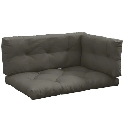 Outsunny Set 3 Perne Hidrofobe pentru Sezut și Spătar Paleti Exterior Gri | Aosom Romania