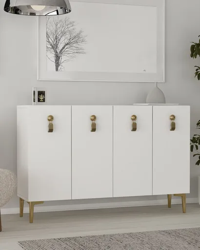 Consola, Hanah Home, 8181KM-64, 120x75x29.6 cm, PAL , Alb/Auriu