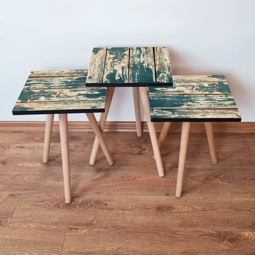 Set masute 3 piese, Hanah Home, 3Shp5, Verde / Bej