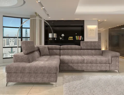 Coltar extensibil stanga 4 locuri ELTAP, LT-20AMO, Eridano, 275x202x88 cm, lemn/poliester, maro