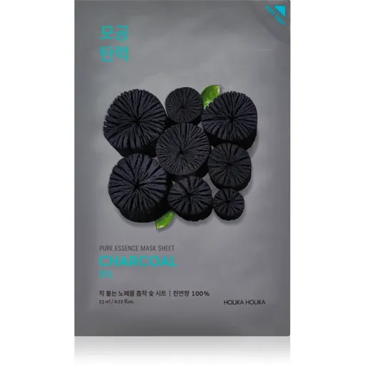 Holika Holika Pure Essence Charcoal mască textilă purificatoare, cu cărbune activ 23 ml