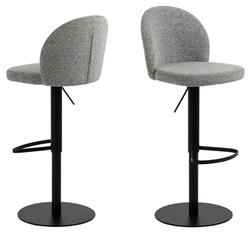Scaun de bar Patricia, Actona, 44x50x109 cm, rotativ, tesatura Boucle/otel, gri