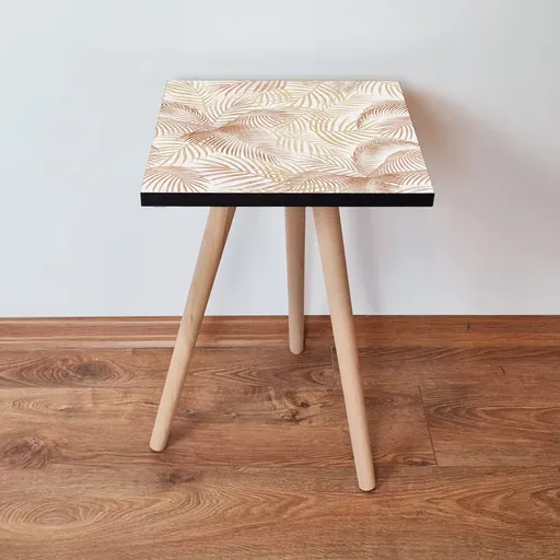 Masuta, Hanah Home, Shp173, 35x42x35 cm, Alb / Cămilă