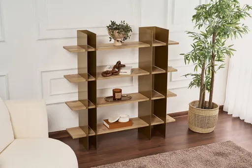 Corp biblioteca, Hanah Home, Shb-017-A, 120x31x120 cm, Auriu