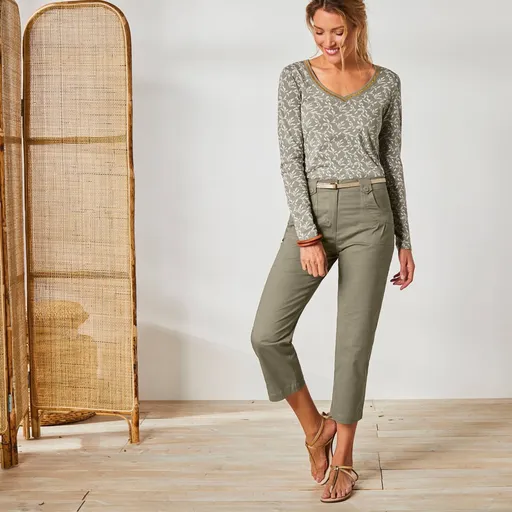 Pantaloni drepți extensibili 7/8