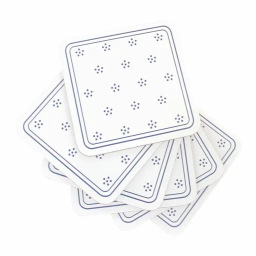 Suport de cană din plută Flori alb, 10 x 10 cm , set de 6 buc., alb