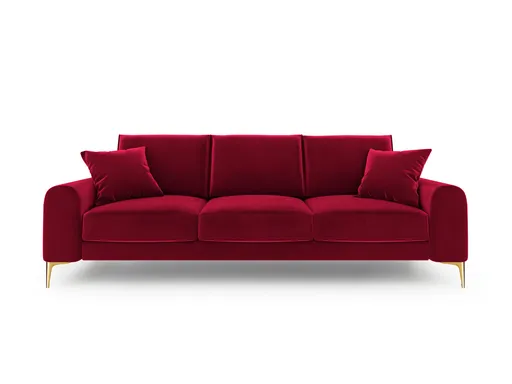 Canapea, Madara, Mazzini Sofas, 3 locuri, gold legs, 222x102x90 cm, catifea, rosu vin