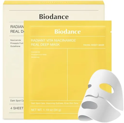 Biodance Mască facială Radiant Vita Niacinamide (Real Deep Mask) 4 buc