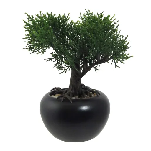 Bonsai artificial Cedru, în ghiveci, verde, 19 cm