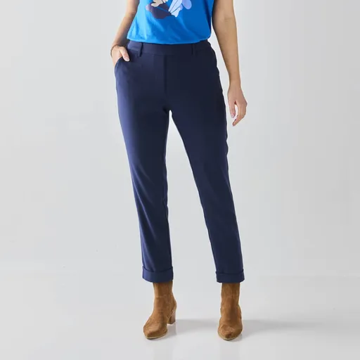 Pantaloni slim fit 7/8 de culoare uni