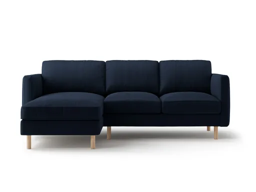 Coltar stanga 3 locuri, Eden, Micadoni Home, 223x150x90 cm, catifea, albastru inchis