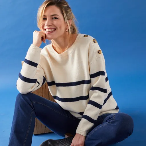 Pulover cu dungi din poliester reciclat (1)