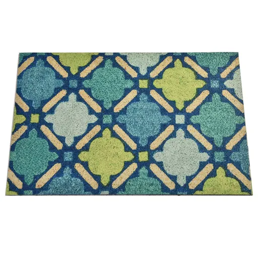 Covoras usa de la intrare Chilai Home 877CHL1022, 45x70 cm, PVC, Verde / Albastru