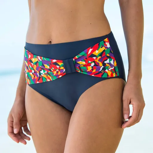 Trunchi de baie cu talie înaltă, cu volane și imprimeu Toboki