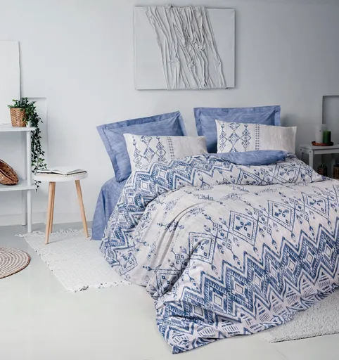 Lenjerie de pat pentru o persoana, L'essentiel Maison, Cleo, Bumbac Ranforce , Albastru