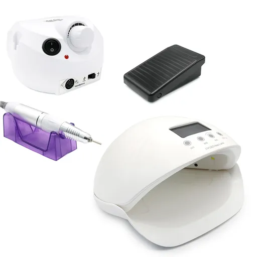 Set Combo Lampa + Freza Electrica Unghii, GF