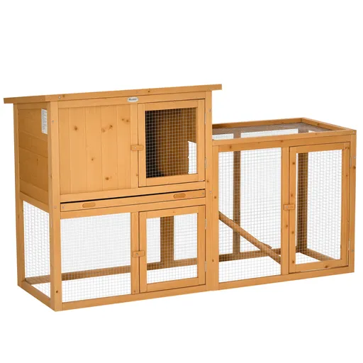 PawHut Tarc pentru animale mici cu spatiu liber, tava detasabila, rezistent la intemperii, 141 cm x 60 cm x 86 cm, Portocaliu | Aosom Romania