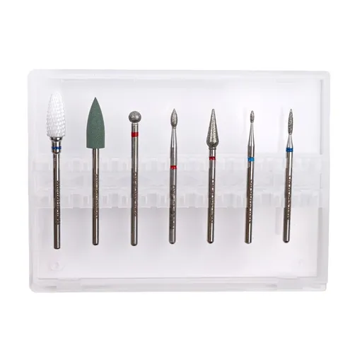 Set capete de freza pt unghii naturale - 7buc.