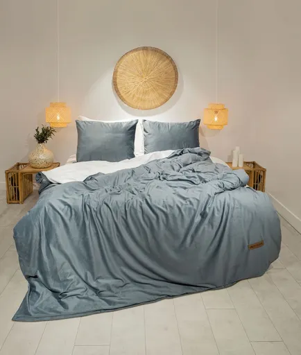 Lenjerie de pat dubla, L'essentiel Maison, Linda, Albastru inchis