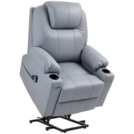 HOMCOM Fotoliu Electric Reglabil până la 135°, 8 Puncte de Masaj și Telecomandă, 88x99x106 cm, Gri | Aosom Romania